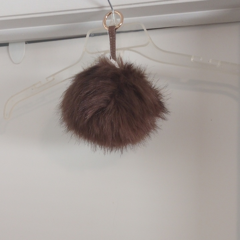 Brown Fur Pom Pom Key Holder